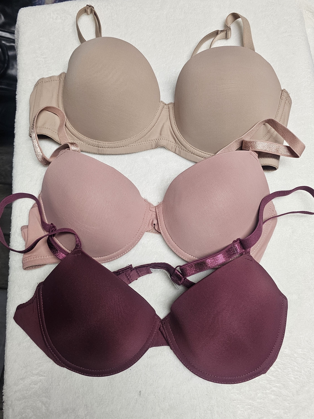 Bundle/Lot of 3 T-Shirt Bras Pink Plum Tan Size 34B/75B Underwear Comfort